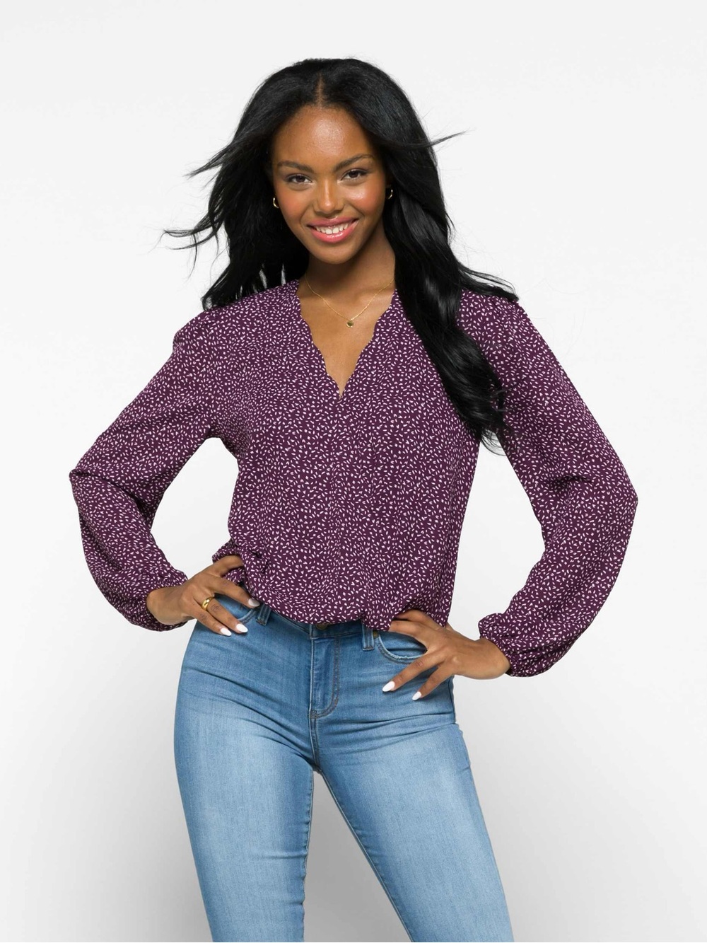 Ivana Scallop Detail Wrap Blouse